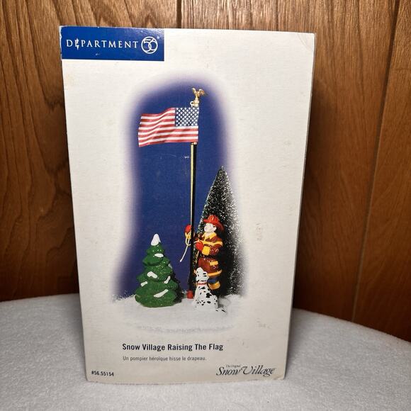 Vintage Department 56 Snow Village Raising The Flag Fireman Figure Retired - Picture 1 of 4